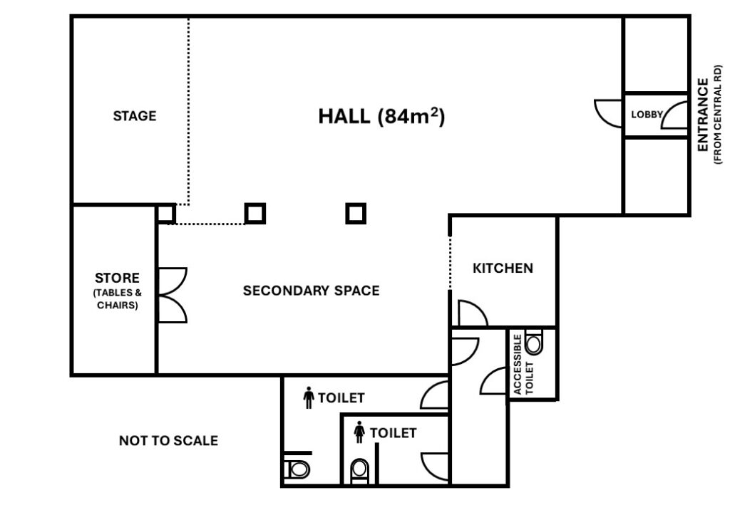 Floor plan of Morden Parish Hall